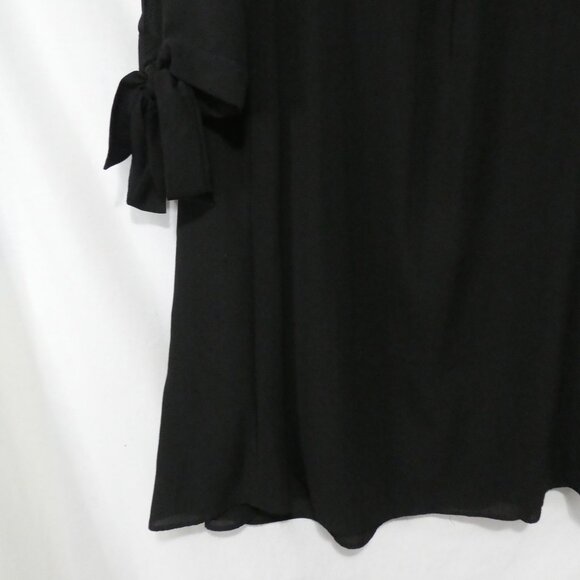 CHICSOUL | 2XL - 2X | Made In The USA | Elegant Sheer Black Dress | Tied Sleeves - Picture 15 of 16